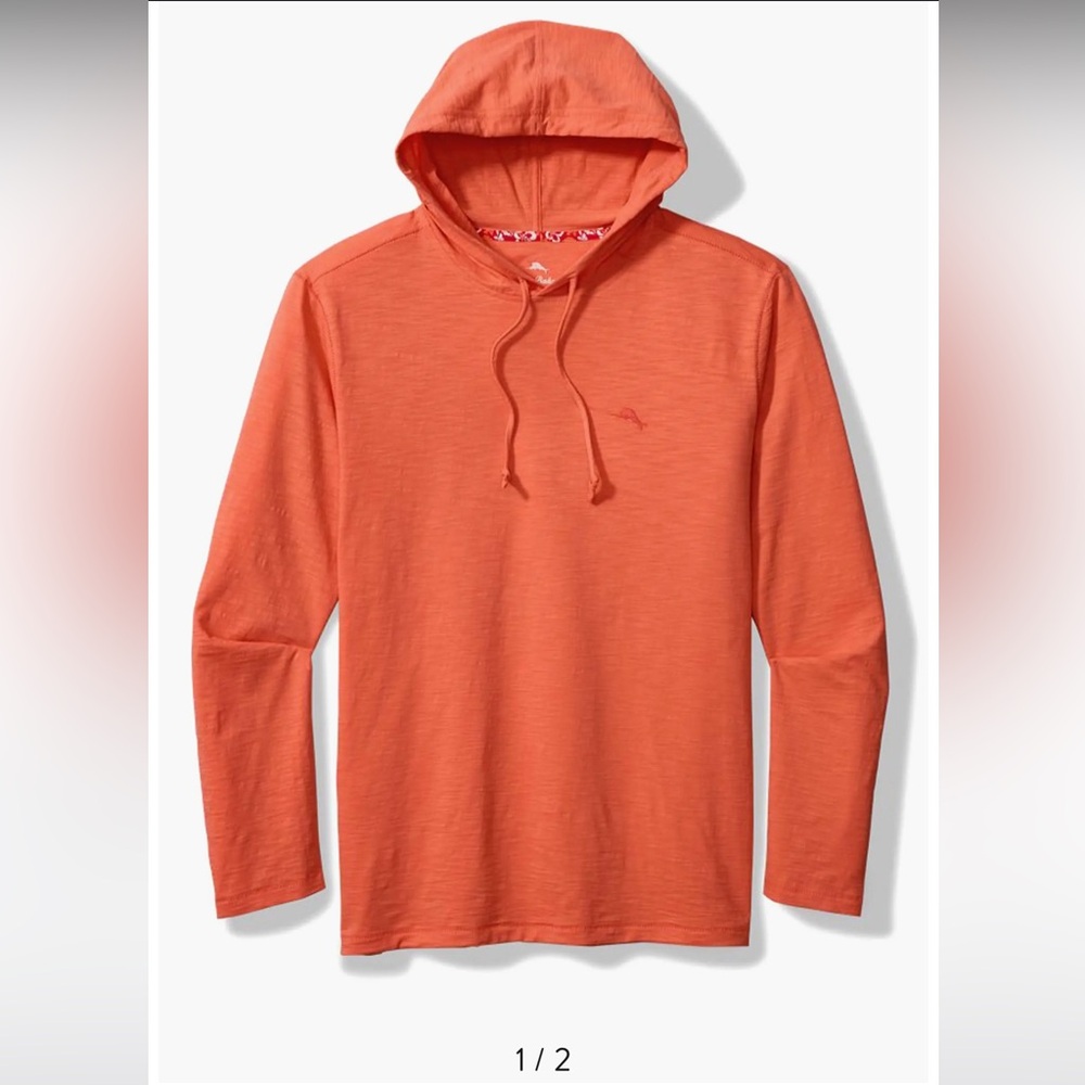 Tommy Bahama Bali Beach Hoodie Long Sleeve in Daytona Peach (Orange) Size Large